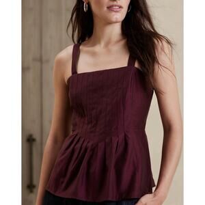 Banana Republic Factory Pleated Camisole Womens Size 12 Dark Cherry NWT